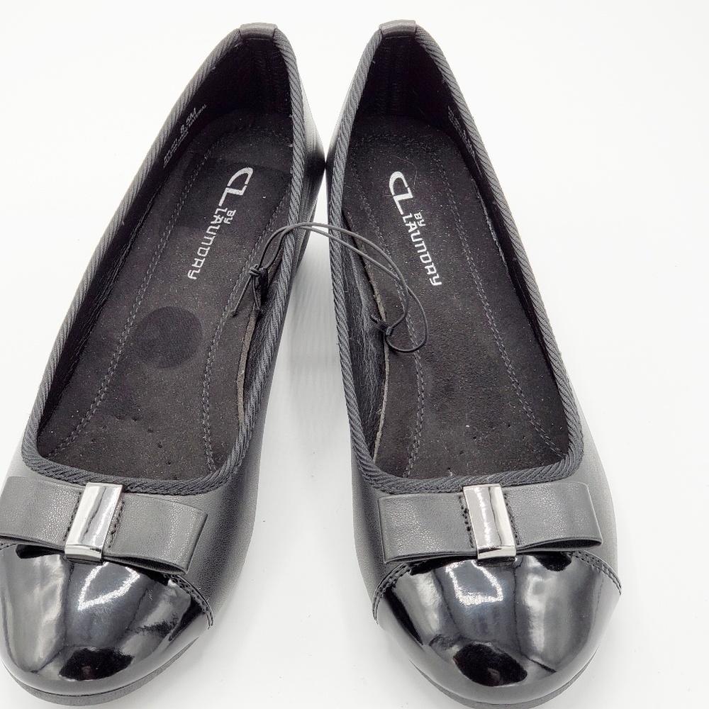 CL LAUNDRY BLACK SLIP-ON FLAT WOMEN SHOES SZ 8.5